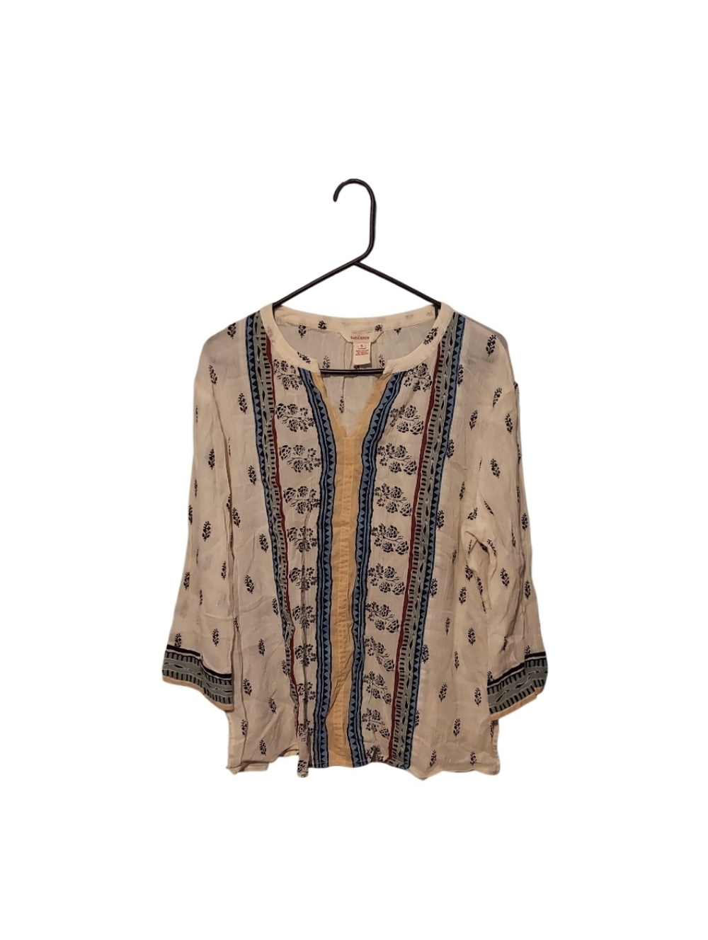 Sundance Cotton Floral Boho Peasant Blouse Tunic Top Small Festival Western
